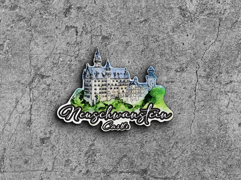 Memini Design Neuschwanstein Holz Laserschnitt - Kühlschrankmagnet